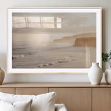 57669769-MGC-FP-36x24_Natural-Misty Coastal Wall Art Canvas Print, Framed Golden Sunset Art Picture Print, Serene Shoreline Perfect Tranquil Coastal Decor