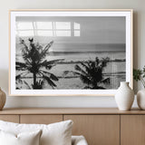 17508038-MGV-CV-36X24-Tropical Coastline Wall Art Canvas Print, Framed Palm Trees Art Picture Print, Ocean Waves Perfect Minimalist Coastal Decor