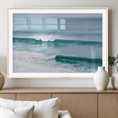 73692470-MGV-CV-36X24-Ocean Swell Wall Art Canvas Print, Framed Surf Waves Art Picture Print, Blue Water Perfect Coastal Dynamic Decor Artwork
