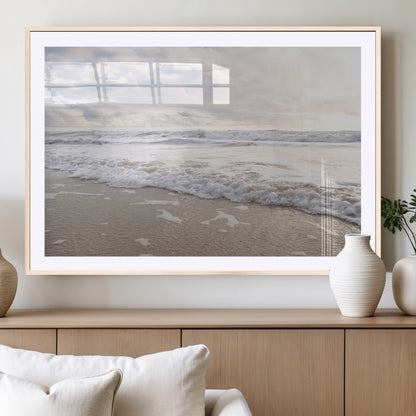 70596264-MGV-CV-36X24-Ocean Waves Wall Art Canvas Print, Framed Coastal Shoreline Art Picture Print, Sea Foam Perfect Coastal Minimalist Decor Artwork