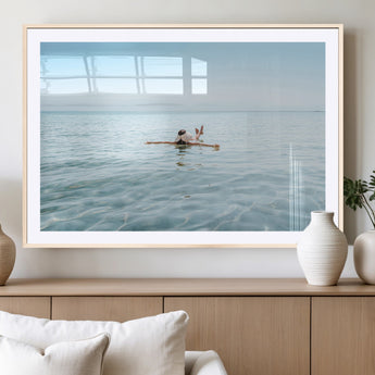 32624554-MGV-CV-36X24-Swimming Relaxation Wall Art Canvas Print, Framed Peaceful Water Art Picture Print, Clear Sea Perfect Minimalist Aquatic Decor