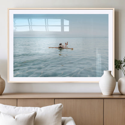 32624554-MGV-CV-36X24-Swimming Relaxation Wall Art Canvas Print, Framed Peaceful Water Art Picture Print, Clear Sea Perfect Minimalist Aquatic Decor