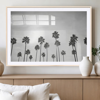 62298277-MGV-CV-36X24-Monochrome Palms Wall Art Canvas Print, Framed Minimalist Trees Art Picture Print, Silhouetted Palms Perfect Tropical Minimalist