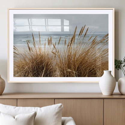 14270839-MGV-CV-36X24-Beach Grass Wall Art Canvas Print, Framed Coastal Dunes Art Picture Print, Dune Grass Perfect Coastal Minimalist Decor Artwork