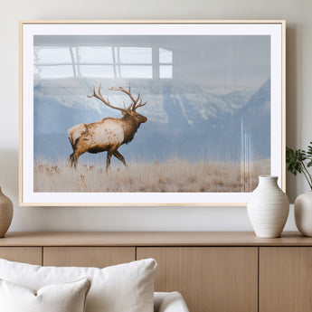 96024025-MGC-FP-36x24_Natural-Elk Photography Wall Art Canvas Print, Framed Mountain Wildlife Art Picture Print, Rustic Lodge Decor Perfect Rustic Lodge Decor