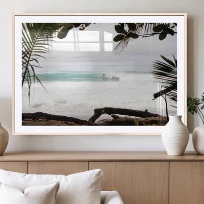 50382104-MGC-FP-36x24_Natural-Tropical Surf Wall Art Canvas Print, Framed Palm Tree View Art Picture Print, Beach House Art Perfect Boho Coastal Decor Artwork
