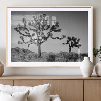 50975475-MGC-FP-36x24_Natural-Joshua Tree Art Wall Art Canvas Print, Framed Desert Tree Print Art Picture Print, Black White Nature Perfect Southwestern Boho