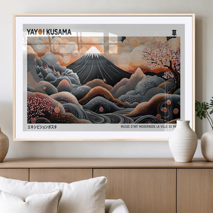 63125329-MGC-FP-36x24_Natural-Japanese Mt Fuji Wall Art – Surreal Ukiyo e Style Cherry Blossom Poster, Swirling Cloud Landscape Print, Modern Oriental Asian