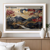 54967195-MGC-FP-36x24_Natural-Mount Fuji Wall Art – Japanese Cherry Blossom Abstract Canvas Print, Navy Gold Landscape Painting, Oriental Luxury Home Decor