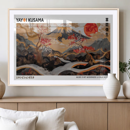85375874-MGC-FP-36x24_Natural-Mount Fuji Abstract Wall Art – Japanese Landscape Canvas Print, Cherry Blossom & Red Sun Painting, Elegant Modern Zen Asian Home