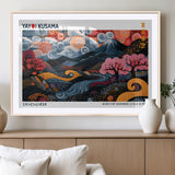 43879290-MGC-FP-36x24_Natural-Japanese Abstract Wall Art – Mount Fuji Cherry Blossom Canvas Print, Modern Asian Inspired Landscape Decor for Living Room,
