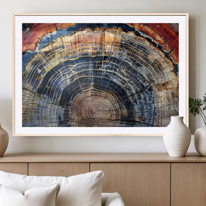 38987581-MGC-FP-36x24_Natural-Tree Ring Art Wall Art Canvas Print, Framed Rustic Wall Decor Art Picture Print, Nature Grain Print Perfect Modern Rustic Decor