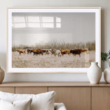 12454132-MGC-FP-36x24_Natural-Cow Herd Photography Wall Art Canvas Print, Framed Rustic Farmhouse Decor Art Picture Print, Western Ranch Style Perfect Rustic