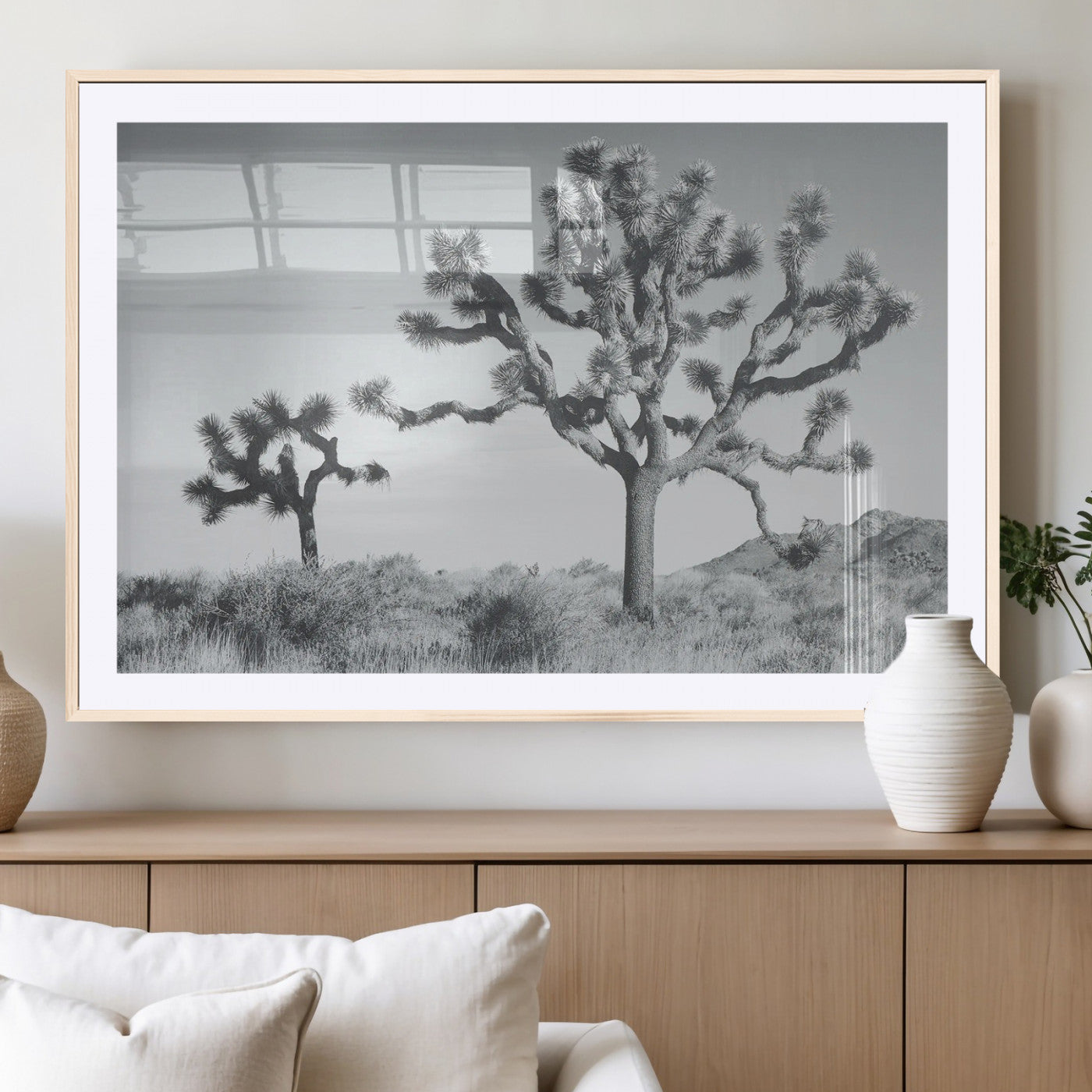 58647785-MGV-CV-36X24-Calm Earthy Aesthetic Wall Art Canvas Print, Framed Arid Terrain Decor Art Picture Print, Joshua Tree Perfect Rustic Minimalist
