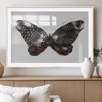 99831147-MGV-CV-36X24-Spotted Butterfly Wall Art Canvas Print, Framed Neutral Insect Theme Art Picture Print, Earthy Wing Pattern Perfect Modern Rustic