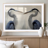 18230556-MGC-FP-36x24_Natural-Blue Heron Pair Wall Art Canvas Print, Framed Coastal Bird Theme Art Picture Print, Tranquil Wildlife Scene Perfect Coastal