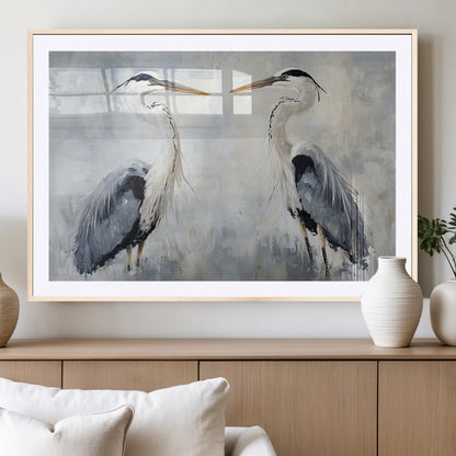 90806932-MGC-FP-36x24_Natural-Heron Wall Art Wall Art Canvas Print, Framed Bird Canvas Decor Art Picture Print, Nature Inspired Perfect Coastal Minimalist Decor