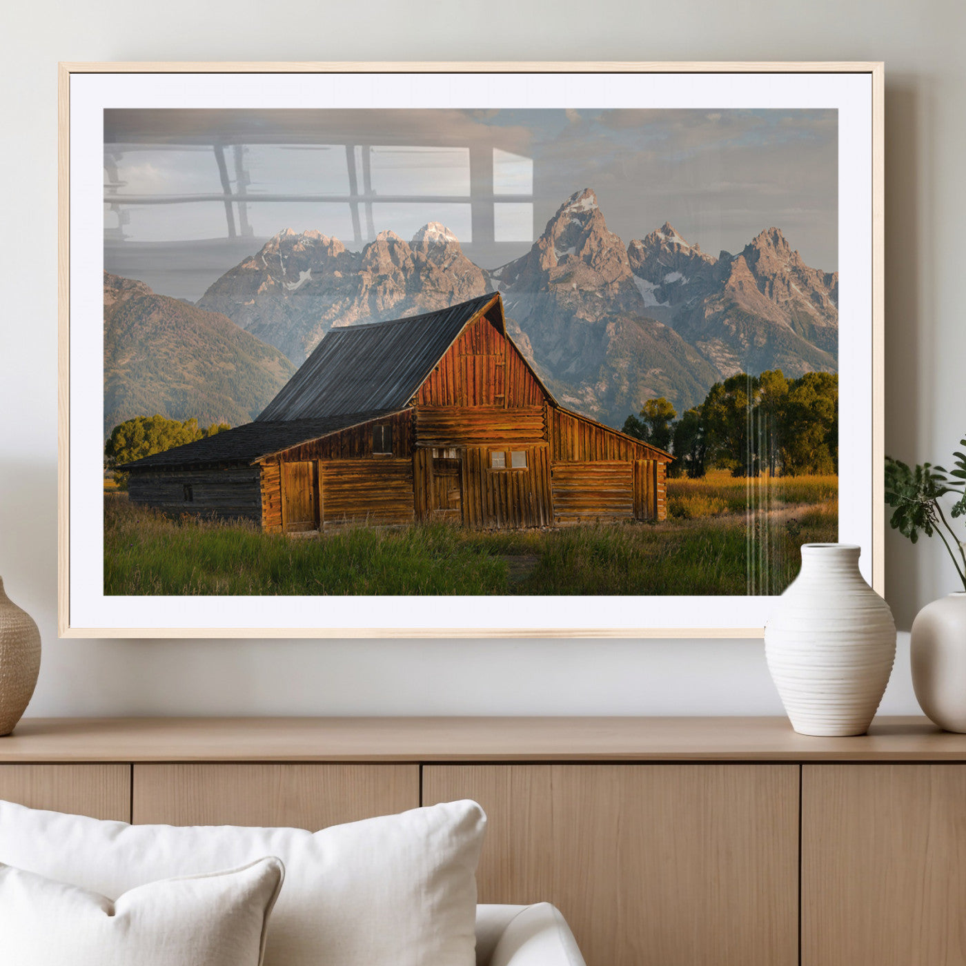 31771014-MGC-FP-36x24_Natural-Rustic Barn Wall Art Canvas Print, Framed Western Landscape Art Picture Print, Farmhouse Style Perfect Rustic Farmhouse Decor