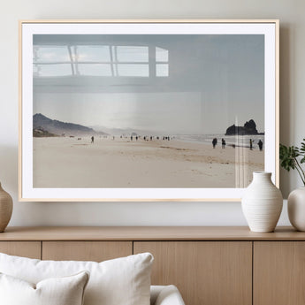 28307820-MGC-FP-36x24_Natural-Minimalist Beach Wall Art Canvas Print, Framed Coastal Serenity Art Picture Print, Soft Sand Perfect Modern Coastal Decor Artwork