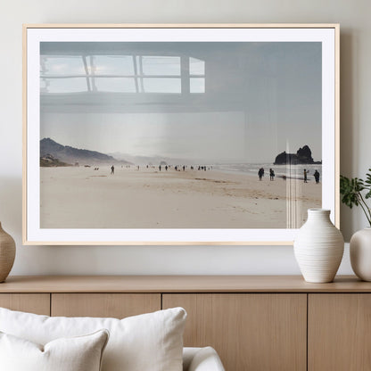 28307820-MGC-FP-36x24_Natural-Minimalist Beach Wall Art Canvas Print, Framed Coastal Serenity Art Picture Print, Soft Sand Perfect Modern Coastal Decor Artwork
