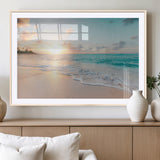 94538225-MGC-FP-36x24_Natural-Beach Sunset Wall Art Canvas Print, Framed Ocean Waves Art Picture Print, Summer Escape Perfect Coastal Serenity Decor Artwork