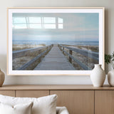 31602988-MGC-FP-36x24_Natural-Beach Boardwalk Wall Art Canvas Print, Framed Coastal Serenity Art Picture Print, Ocean View Perfect Coastal Minimalist Decor