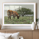 91866234-MGC-FP-36x24_Natural-Texas Longhorn Wall Art Canvas Print, Framed Rustic Ranch Art Picture Print, Western Cattle Perfect Rustic Farmhouse Decor Artwork