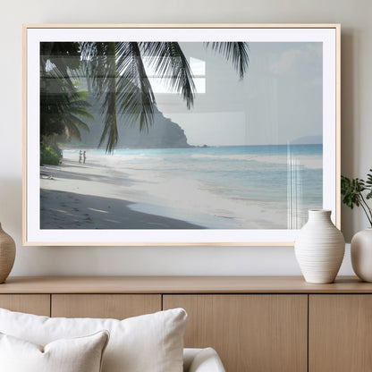 18311030-MGC-FP-36x24_Natural-Tropical Beach Wall Art Canvas Print, Framed Serene Ocean Art Picture Print, Palm Tree Shadows Perfect Tropical Coastal Decor