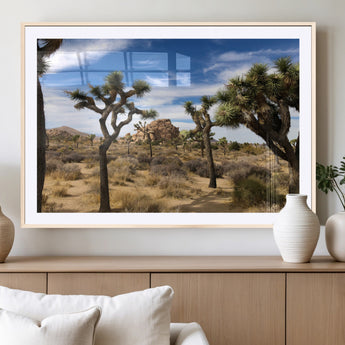 25722592-MGC-FP-36x24_Natural-Joshua Tree Desert Wall Art Canvas Print, Framed Southwestern Nature Art Picture Print, Rustic Earth Tones Perfect Southwestern
