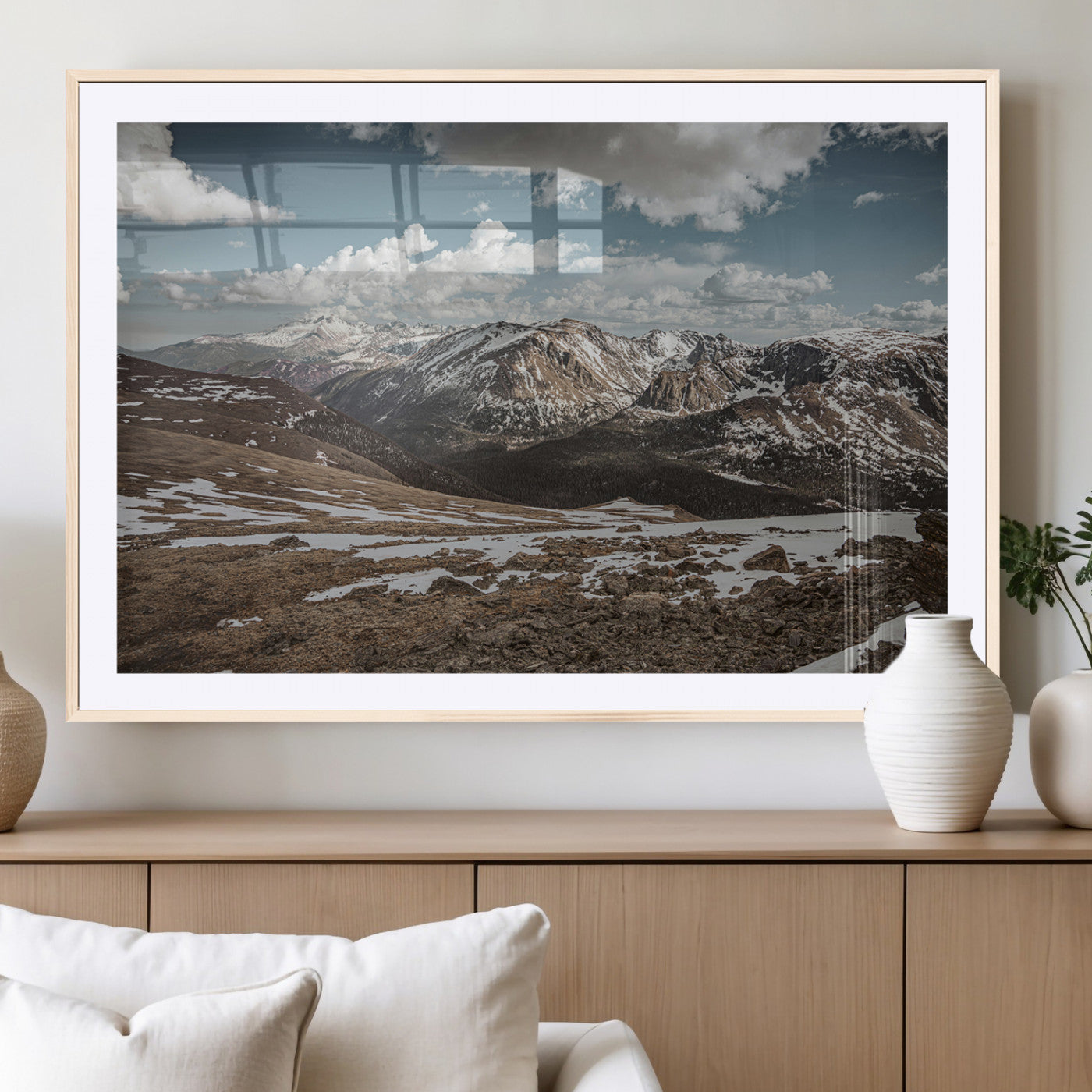 44565953-MGC-FP-36x24_Natural-Mountain Landscape Wall Art Canvas Print, Framed Snowy Peaks Art Picture Print, Rugged Highlands Perfect Rustic Adventure Decor