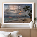 62574547-MGC-FP-36x24_Natural-Tropical Storm Wall Art Canvas Print, Framed Moody Beach Art Picture Print, Dramatic Sky Perfect Tropical Coastal Decor Artwork