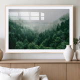 45265379-MGC-FP-36x24_Natural-Misty Forest Wall Art – Green Mountain Pine Tree Landscape Canvas Print, Nature Photography Artwork Home Decor for Bedroom, Living