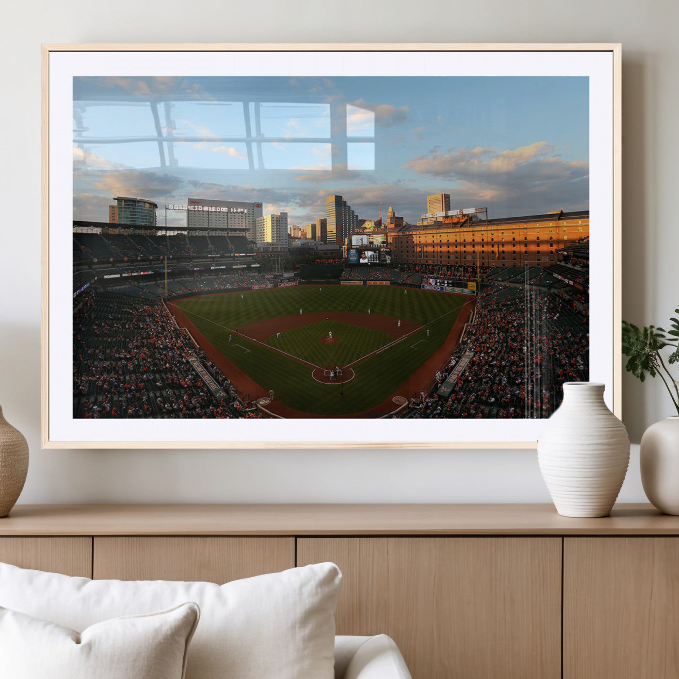 22285236-MGV-CV-36X24-Baseball Stadium Sunset – Panoramic Ballpark Canvas Wall Art, Sports Decor for Office, Man Cave, Game Room, Sports Bar, Baseball