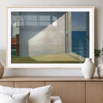 34188481-MGV-CV-36X24-Coastal Sunlight Wall Art – Minimalist Ocean View Canvas Print, Serene Beach House Inspired Decor for Bedroom, Living Room,