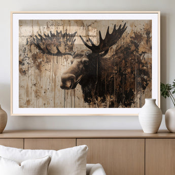 83505059-MGV-CV-36X24-Majestic Moose Wall Art – Rustic Animal Canvas Painting – Wilderness Wildlife Decor with Earthy Tones for Cabin, Lodge, Farmhouse,