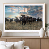 13867292-MGC-FP-36x24_Natural-Black Cattle Wall Art – Rustic Ranch Herd Canvas Print, Western Farmhouse Country Landscape Decor for Living Room, Office, or