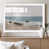 25481980-MGC-FP-36x24_Natural-Ocean Coastal Wall Art – Rocky Shoreline and Waves Canvas Print, Serene Beach Landscape Decor for Living Room, Bedroom, or Office