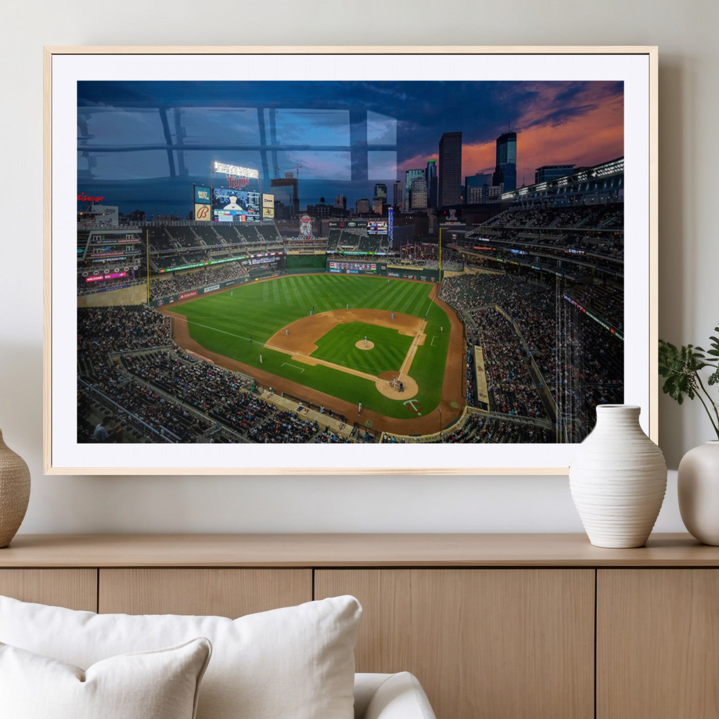 68222753-MGV-CV-36X24-Baseball Stadium Wall Art – Panoramic Night Game Canvas Print, Sports Decor for Man Cave, Office, Bar, or Living Room
