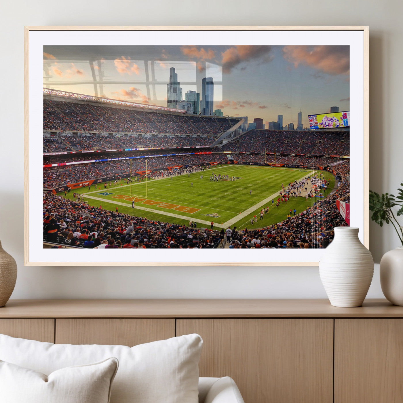 55377093-MGV-CV-36X24-Soldier Field Wall Art – Panoramic Chicago Bears Football Stadium Canvas Print, Game Day Sports Decor for Man Cave, Bar, Office,