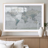 TEST111-MGV-CV-36X24-Personalized Adventure Awaits Push Pin World Map – Custom Framed Travel Tracker Canvas Wall Art for Home, Office