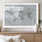 94249974-MGV-CV-36X24-Ours Explore World Map Wall Art – Modern Travel Canvas Print, Neutral Adventure Decor for Living Room, Office, Study, Bedroom,