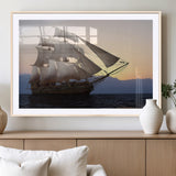 31270610-MGV-CV-36X24-Sailing Ship Wall Art – Sunset Seascape Canvas Print with Tall Ship at Sea, Nautical Ocean Decor for Living Room, Office, or