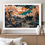 21638941-MGV-CV-36X24-Japanese Landscape Wall Art – Mount Fuji and Flowing River Ukiyo-e Style Canvas Print, Traditional Japan Inspired Artwork for