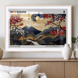 28945903-MGV-CV-36X24-Yayoi Kusama Inspired Japanese Art Canvas Print – Framed Floral & Mt. Fuji Wall Decor, Modern Asian Style Canvas for Home, Office,