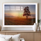 57919623-MGC-FP-36x24_Natural-Sunrise Landscape Wall Art – Golden Morning Canvas Print with Tree, Misty Hills and Open Field, Peaceful Nature Photography for