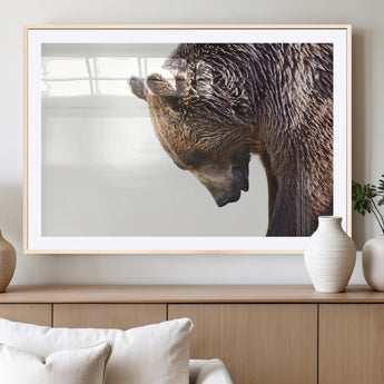 14405507-MGC-FP-36x24_Natural-Bear Wall Art – Wildlife Canvas Print with Rustic Animal Portrait and Minimalist Background, Nature Inspired Photography for
