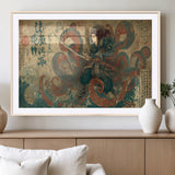 98593115-MGC-FP-36x24_Natural-Tsukioka Yoshitoshi Samurai Wall Art Print, Japanese Katana Warrior Canvas Wall Art, Octopus Sea Monster Canvas Print,