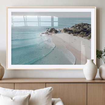 79395467-MGV-CV-36X24-Coastal Wall Art – Aerial Beach Canvas Print, Ocean Waves and Sandy Shore Photography Decor for Bedroom, Living Room, Office,