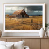16480179-MGV-CV-36X24-Farmhouse Wall Art – Rustic Barn and Golden Field Canvas Print, Country Landscape Photography Decor for Bedroom, Living Room,