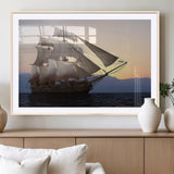 99957679-MGV-CV-36X24-Majestic Sailing Ship Wall Art – Sunset Ocean Voyage, Classic Tall Ship with Wind Filled Sails Canvas Print for Home, Office,